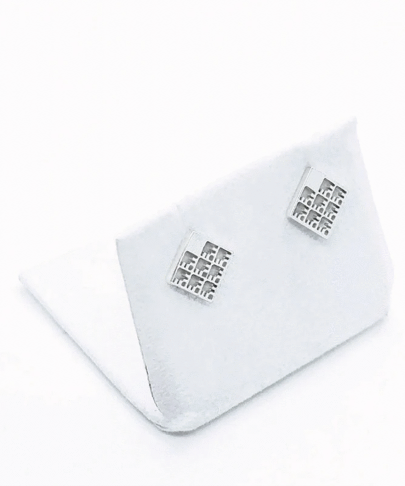 KiRiVOO hõbe kõrvarõngad, 2D NET 3x3 - Image 3