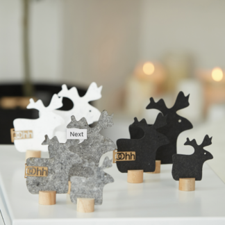 Lübech Living - 3 ökovildist põhjapõtra puidust alusel, hall