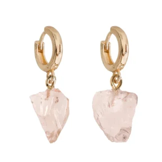 Timi of Sweden - Poolvääriskivist kõrvarõngad, Rose Quartz