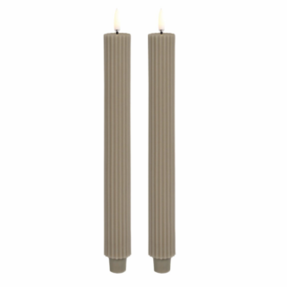 Uyuni Lighting - LED küünlad, Grooved Taper, Sandstone - 2tk pakis