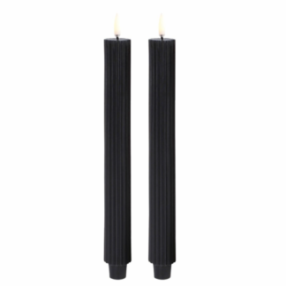 Uyuni Lighting - LED küünlad, Grooved Taper, Black - 2tk pakis