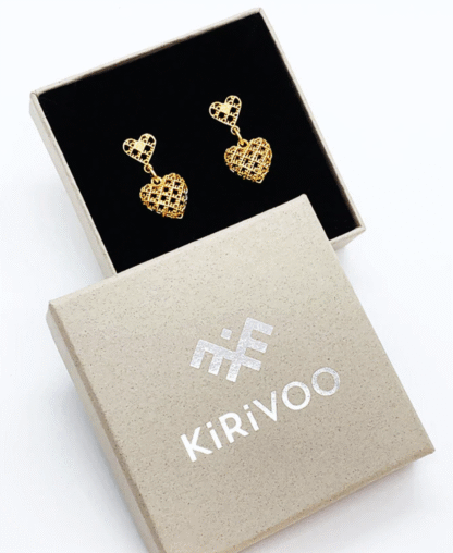 KiRiVOO kullatud kõrvarõngad, 2D+3D HEARTS - Image 2
