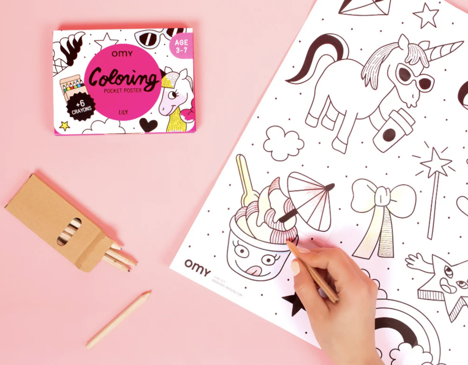 OMY Värvimise reisikomplekt koos pliiatsitega, Unicorn