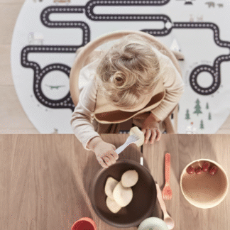 OYOY Mini Pullo taldrik ja kauss, Taupe/Vanilla