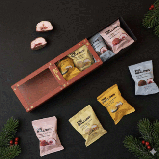 The Mallows jõulu kinkekomplekt, maasika ja karamelli täidisega vahukommid, 8tk